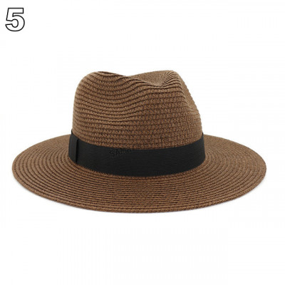 Chapeaux de paille naturelle tissé avec ruban idéal pour la plage et les journée d'été multiple couleurs unisex7