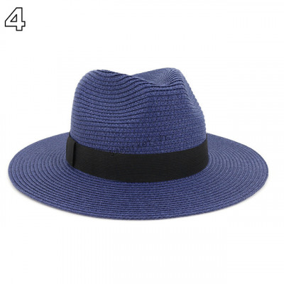 Chapeaux de paille naturelle tissé avec ruban idéal pour la plage et les journée d'été multiple couleurs unisex6