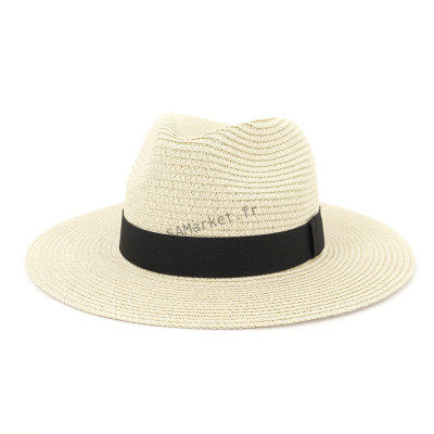 Chapeaux de paille naturelle tissé avec ruban idéal pour la plage et les journée d'été multiple couleurs unisex2