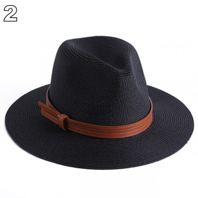 Chapeaux de paille naturelle tissé ceinture faux cuir idéal pour la plage et les journée d'été multiple couleurs unisex7