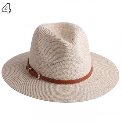 Chapeaux de paille naturelle tissé ceinture faux cuir idéal pour la plage et les journée d'été multiple couleurs unisex9