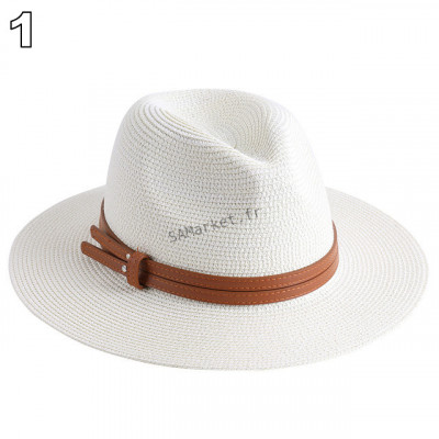Chapeaux de paille naturelle tissé ceinture faux cuir idéal pour la plage et les journée d'été multiple couleurs unisex6