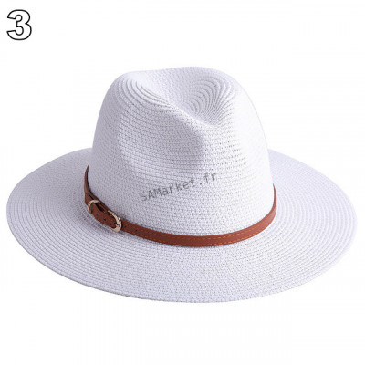 Chapeaux de paille naturelle tissé ceinture faux cuir idéal pour la plage et les journée d'été multiple couleurs unisex8