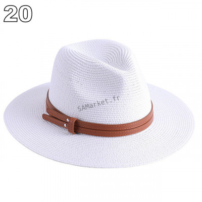 Chapeaux de paille naturelle tissé ceinture faux cuir idéal pour la plage et les journée d'été multiple couleurs unisex17