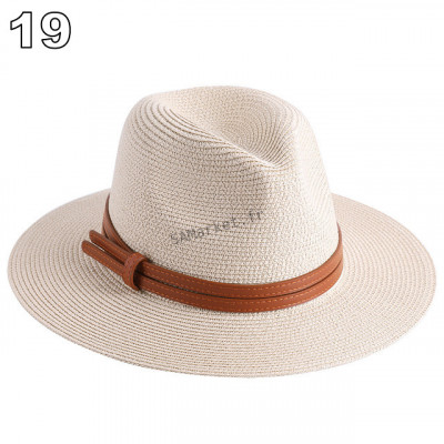 Chapeaux de paille naturelle tissé ceinture faux cuir idéal pour la plage et les journée d'été multiple couleurs unisex16