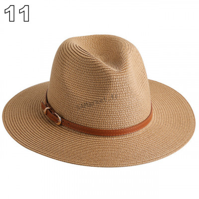 Chapeaux de paille naturelle tissé ceinture faux cuir idéal pour la plage et les journée d'été multiple couleurs unisex18