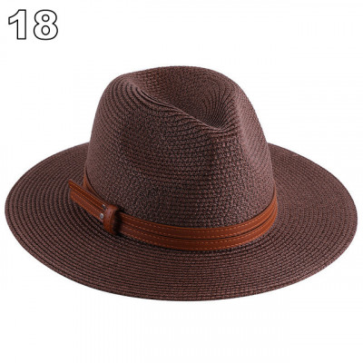 Chapeaux de paille naturelle tissé ceinture faux cuir idéal pour la plage et les journée d'été multiple couleurs unisex25