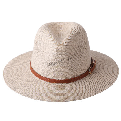 Chapeaux de paille naturelle tissé ceinture faux cuir idéal pour la plage et les journée d'été multiple couleurs unisex2
