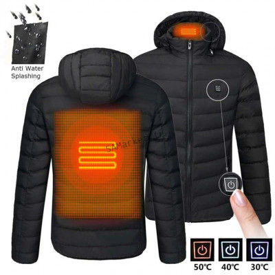 Veste chauffante avec capuche USB pour hommes imperméables document intelligent chaud hiver13