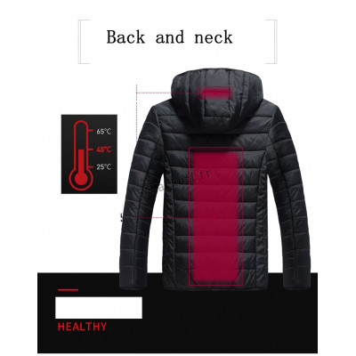 Veste chauffante avec capuche USB pour hommes imperméables document intelligent chaud hiver4