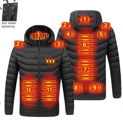 Veste chauffante avec capuche USB pour hommes imperméables document intelligent chaud hiver2