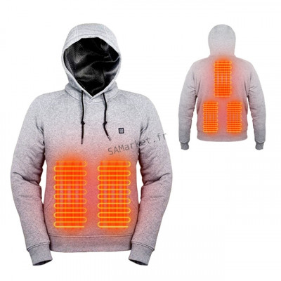 Pullover Sweat-shirt avec capuche chauffante par batterie externe USB4