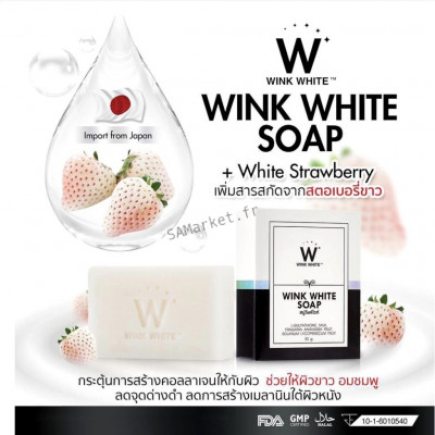 Savon blanchissant Fraise Blanche Japon Wink White Soap L-Glutathione Gluta 80g2