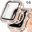 Coque de protection Apple Watch avec verre anti-choc quartz strass brillant93