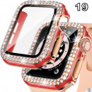 Coque de protection Apple Watch avec verre anti-choc quartz strass brillant98