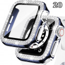 Coque de protection Apple Watch avec verre anti-choc quartz strass brillant99