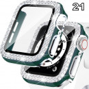 Coque de protection Apple Watch avec verre anti-choc quartz strass brillant100