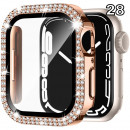 Coque de protection Apple Watch avec verre anti-choc quartz strass brillant107