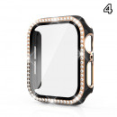 Coque de protection Apple Watch avec verre anti-choc quartz strass brillant83