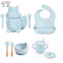 Set pour bébé en silicone sans BPA incassable antidérapant avec assiette et bol mug cup bavoir cuillère et fourchette apte au lave-vaisselle micro-ondes et congélateur réfrigérateur112