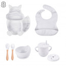 Set pour bébé en silicone sans BPA incassable antidérapant avec assiette et bol mug cup bavoir cuillère et fourchette apte au lave-vaisselle micro-ondes et congélateur réfrigérateur103