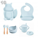 Set pour bébé en silicone sans BPA incassable antidérapant avec assiette et bol mug cup bavoir cuillère et fourchette apte au lave-vaisselle micro-ondes et congélateur réfrigérateur105